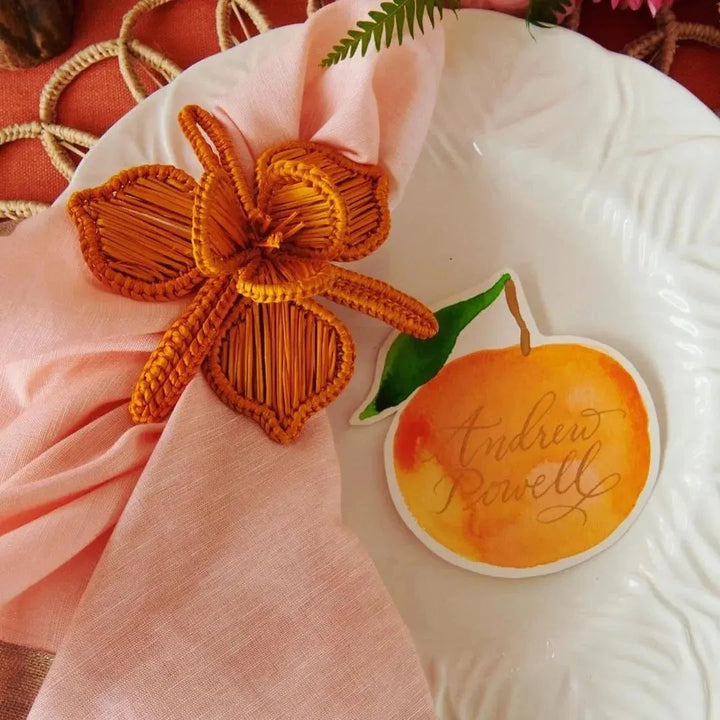 Thanksgiving Orchid Handwoven Iraca Napkin Ring — Napkin Ring, [material], MacondoForever