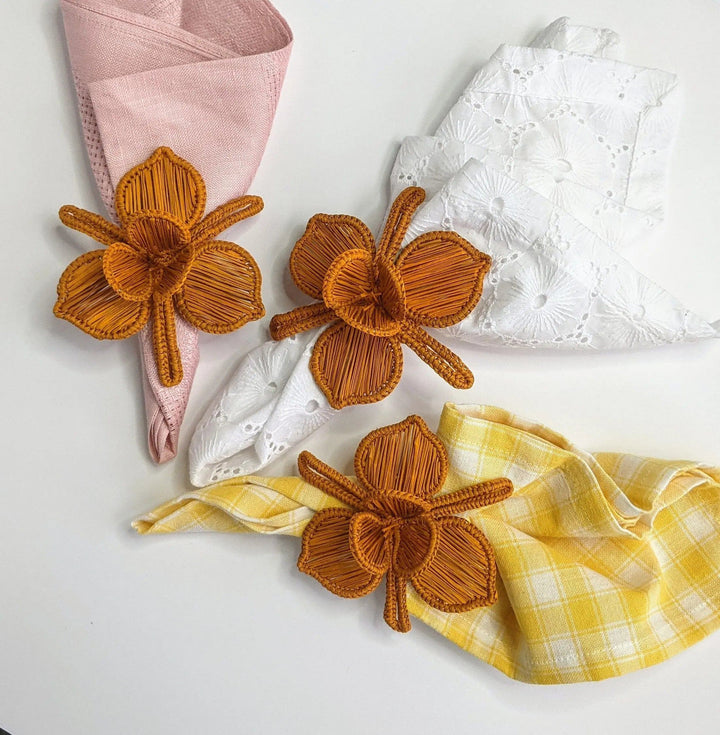 Thanksgiving Orchid Handwoven Iraca Napkin Ring — Napkin Ring, [material], MacondoForever