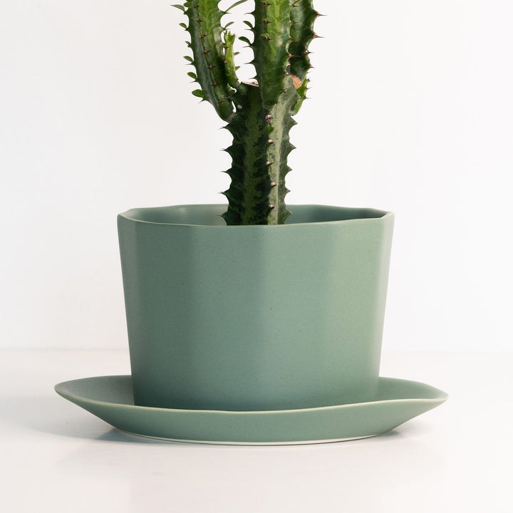 Geometric Oval Handmade Porcelain Planter — Pots & Planters, [material], Ember Collective