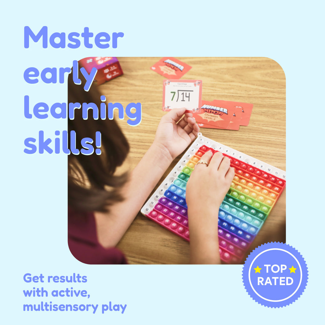 Early learning skills kit with rainbow fidget board and flashcards