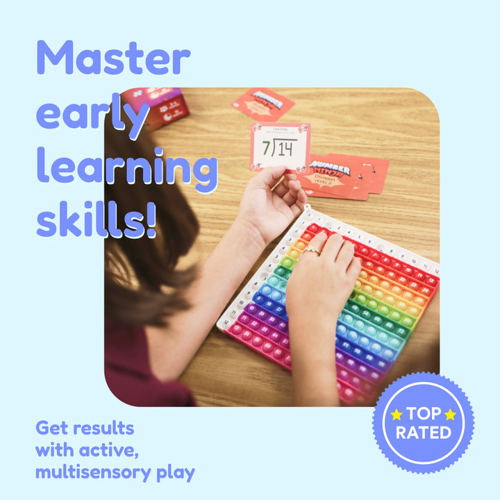Early learning skills kit with rainbow fidget board and flashcards