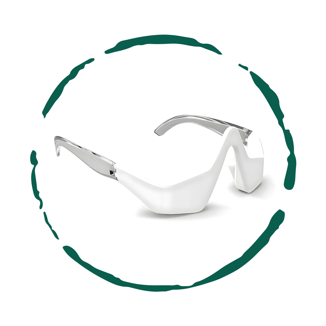 Under-eye red light therapy massager, white U-shaped eye applicator with side arm