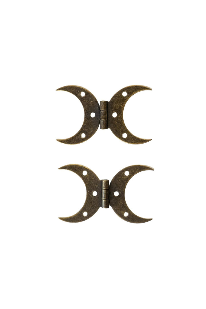 Bronze-finished steel crescent moon hinges, set of two double-leaf pieces