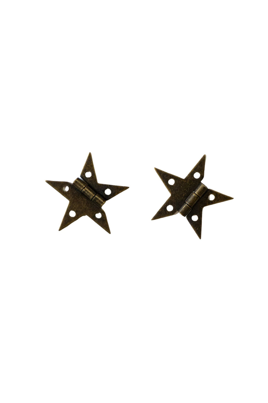 Bronze star hinge hardware, small steel hinges set of 2 with mounting plates