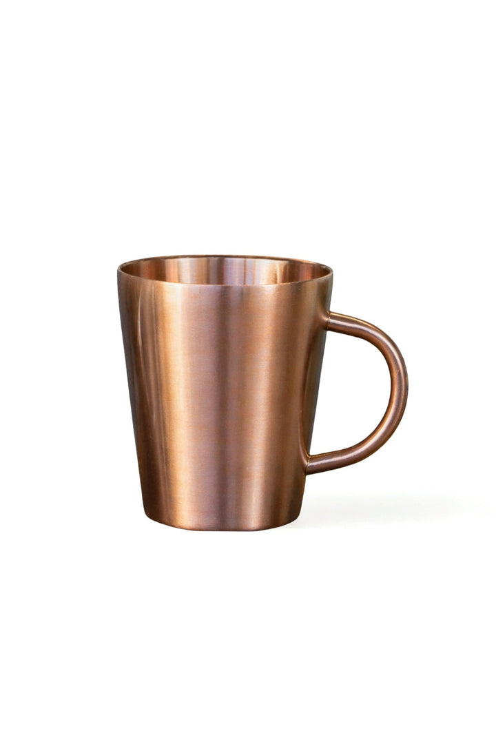 Copper double wall stainless steel mug, copper finish with curved handle