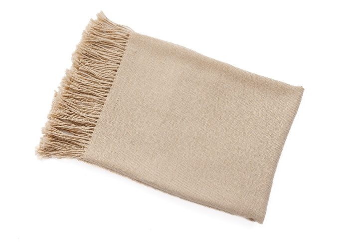 Handloomed 100% Undyed Baby Alpaca Ivory Mist Throw Blanket From Peru - Wasi Collection