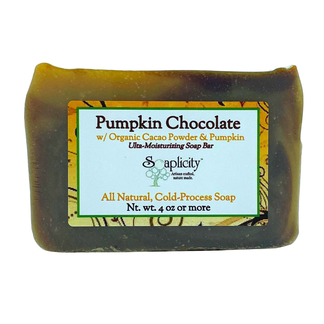 Pumpkin Chocolate soap bar with front label, 4 oz or more