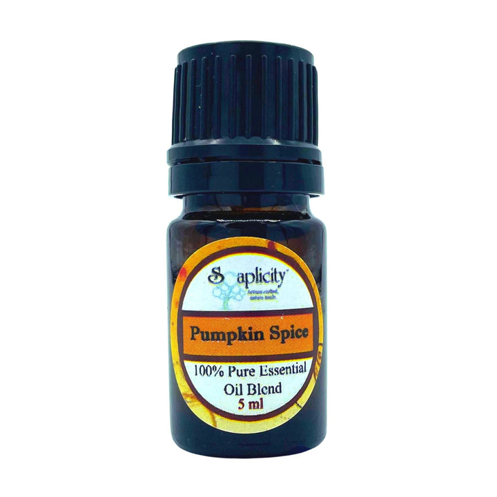 Essential oil blend bottle with round front label, Pumpkin Spice 100% oil blend, 5 ml