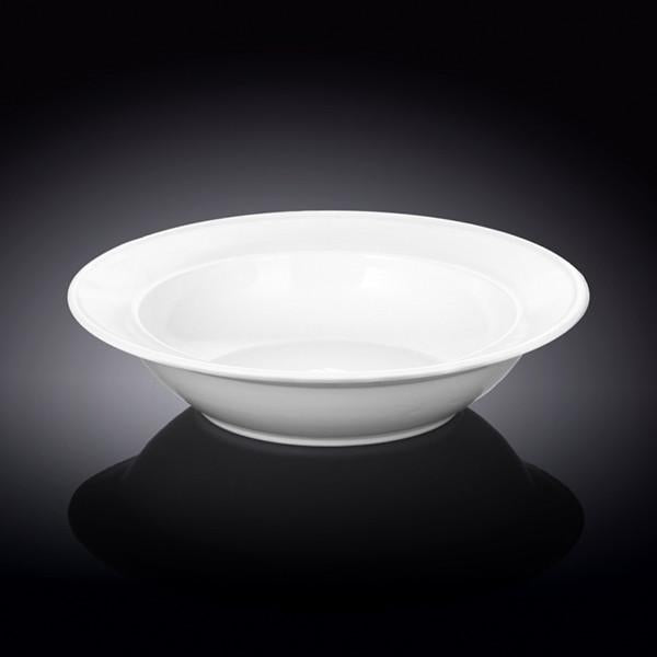 White round soup plate, shallow bowl with wide rim, set of 6