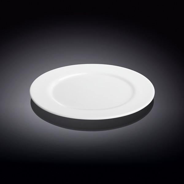 White 6 in rolled-edge bread plate with shallow oval center