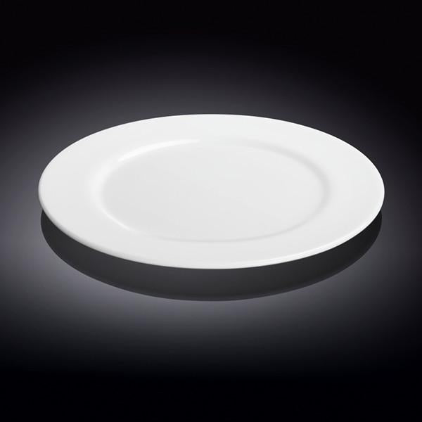 White rolled rim 10 inch dinner plate, single plate view