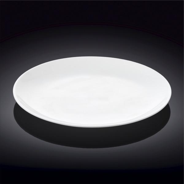White round dinner plate with smooth rim, 11 inch size.