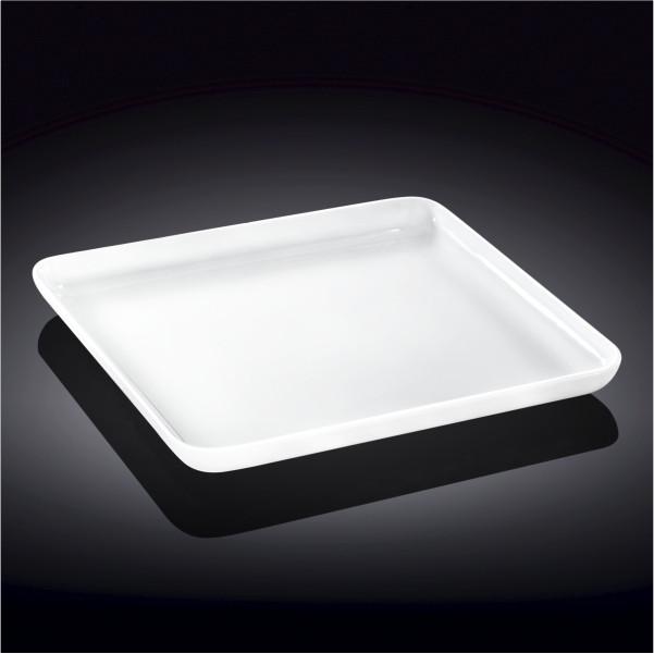 Set of three large white square serving dishes, 12 in x 12 in