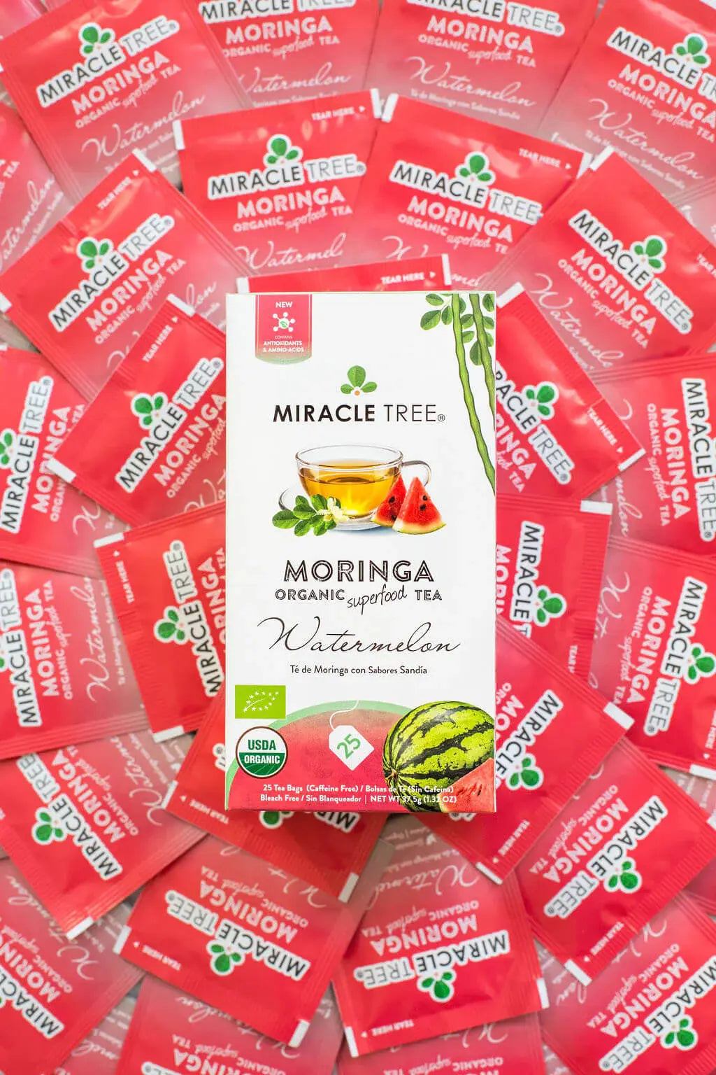 Organic Moringa Tea - Watermelon - Caffeine-Free Herbal Tea