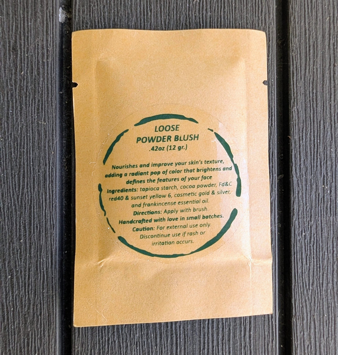 Loose powder refill pouch in beige, sealed bag for translucent powder use