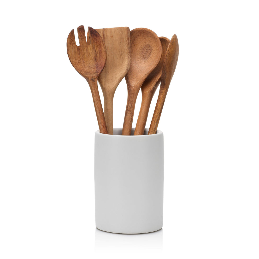 Concrete Utensil Holder / Concrete Wine Chiller: White — Serveware, [material], Port Living Co.