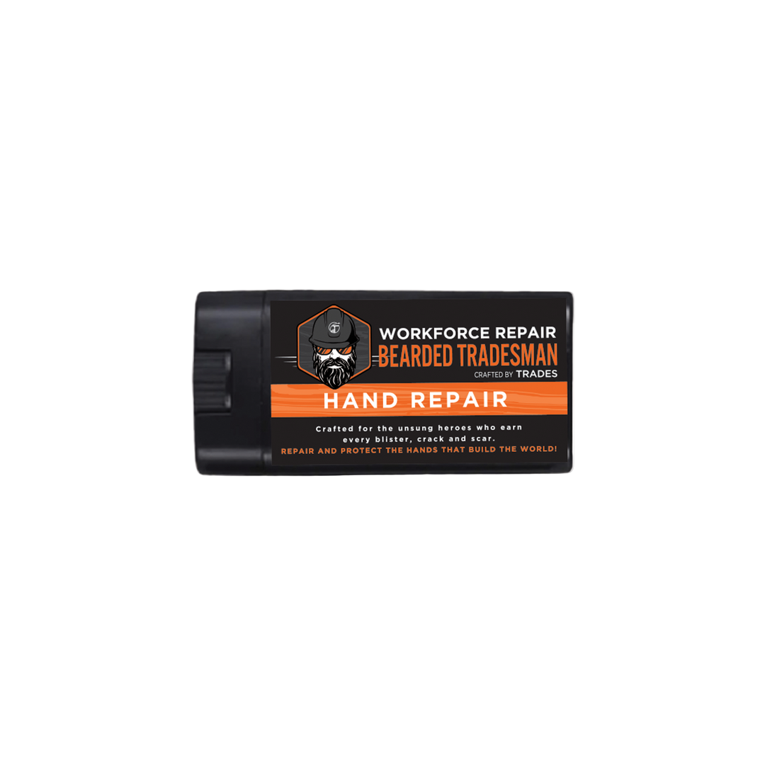 Black hand repair balm tube with orange WORKFORCE label and flip-top cap