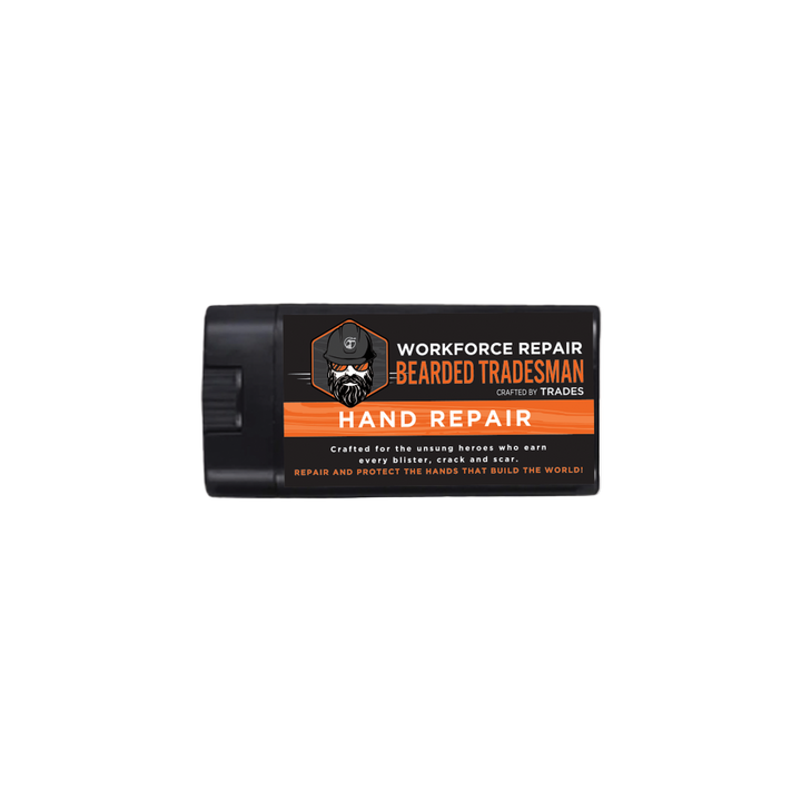 Black hand repair balm tube with orange WORKFORCE label and flip-top cap