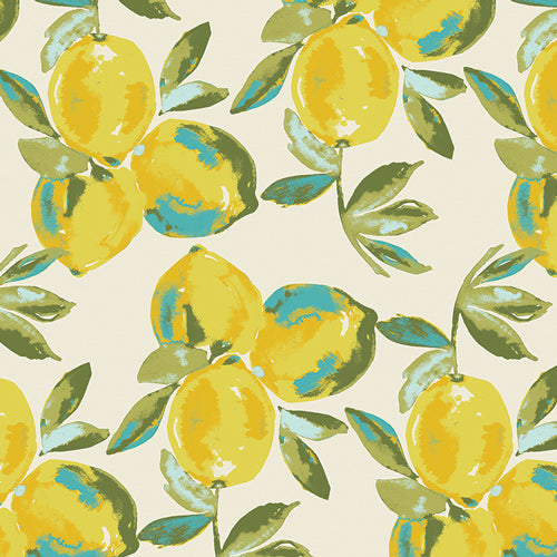 Bowl cover set cloth with yellow lemon fruit and green leaf pattern