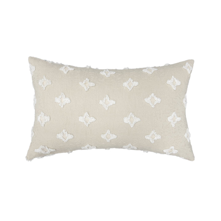 12''x20'' tufted floral lumbar support 100% cotton throw pillow | 7 colors textured daisy stitch design | boho chic lumbar & accent pillow | insert included