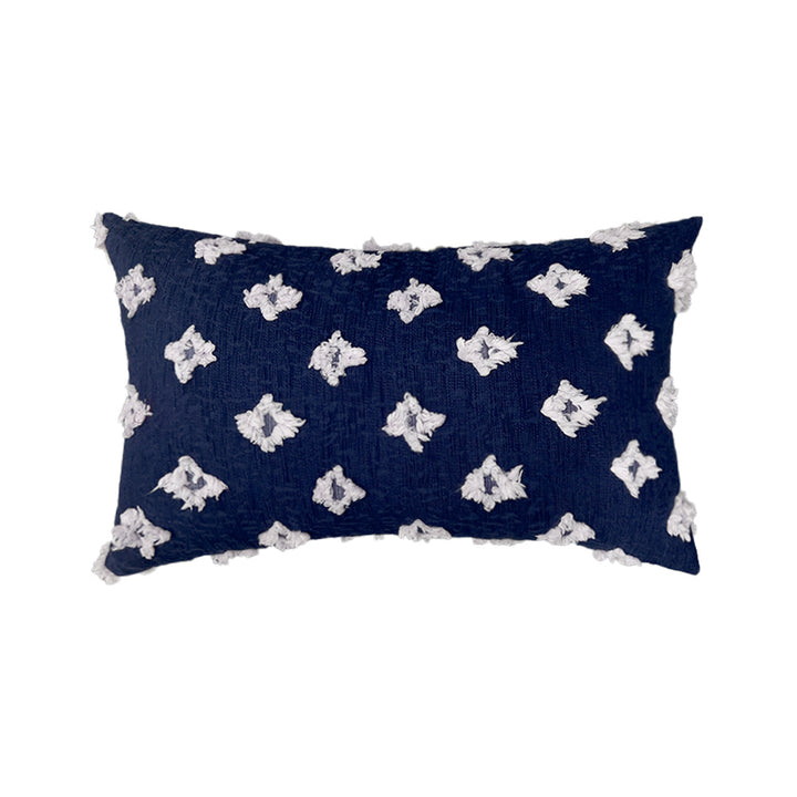 12''x20'' tufted floral lumbar support 100% cotton throw pillow | 7 colors textured daisy stitch design | boho chic lumbar & accent pillow | insert included