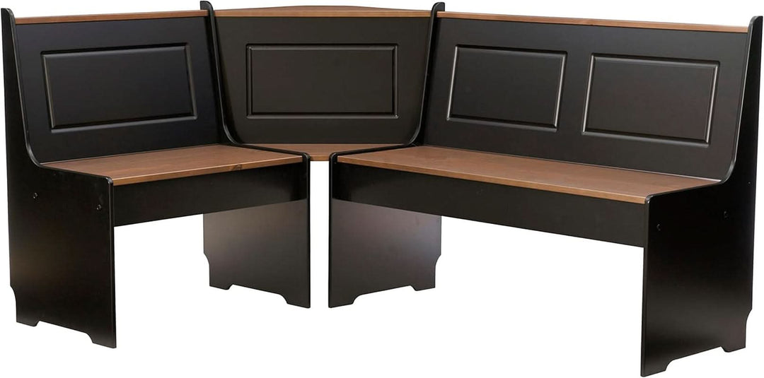 Black Pecan Five Seat Dining Set With Storage Benches