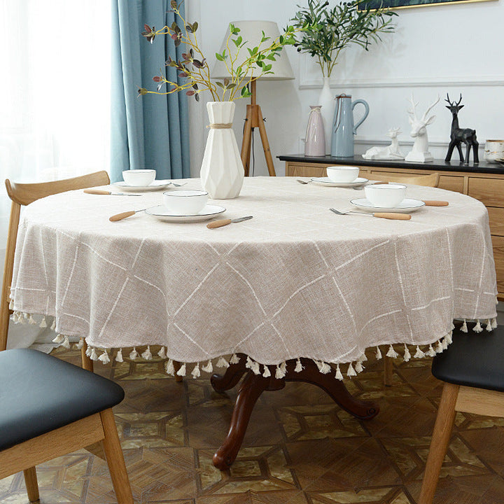 Cotton-Linen Round Table Cloth