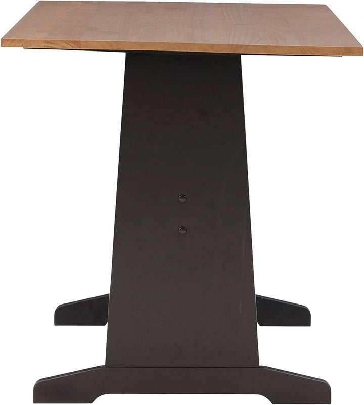 Black Pecan Five Seat Dining Set With Storage Benches