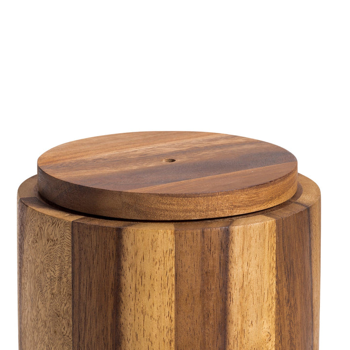 Acacia Wood Rotating Lazy Susan Utensil Holder 7 x 7 Inch Countertop Organizer