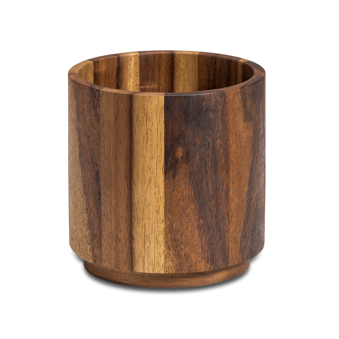 Acacia Wood Rotating Lazy Susan Utensil Holder 7 x 7 Inch Countertop Organizer