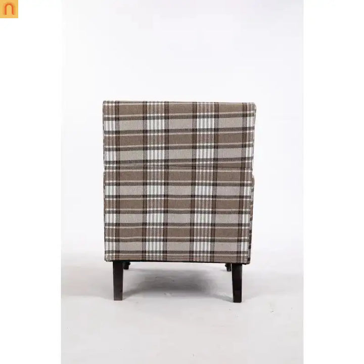 Accent Chair Vintage Linen Striped Nailhead Trim Wood Legs
