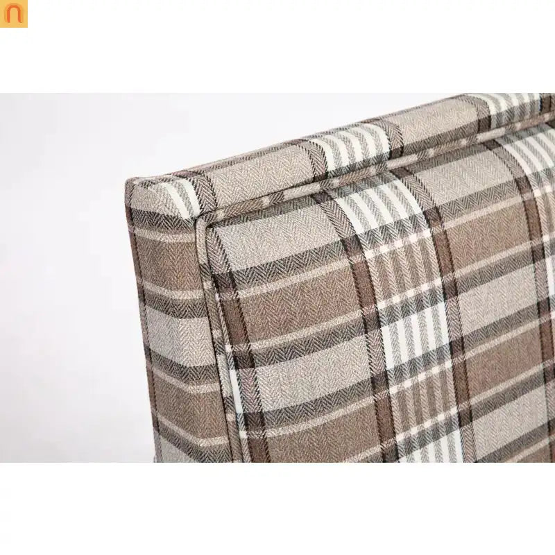 Accent Chair Vintage Linen Striped Nailhead Trim Wood Legs