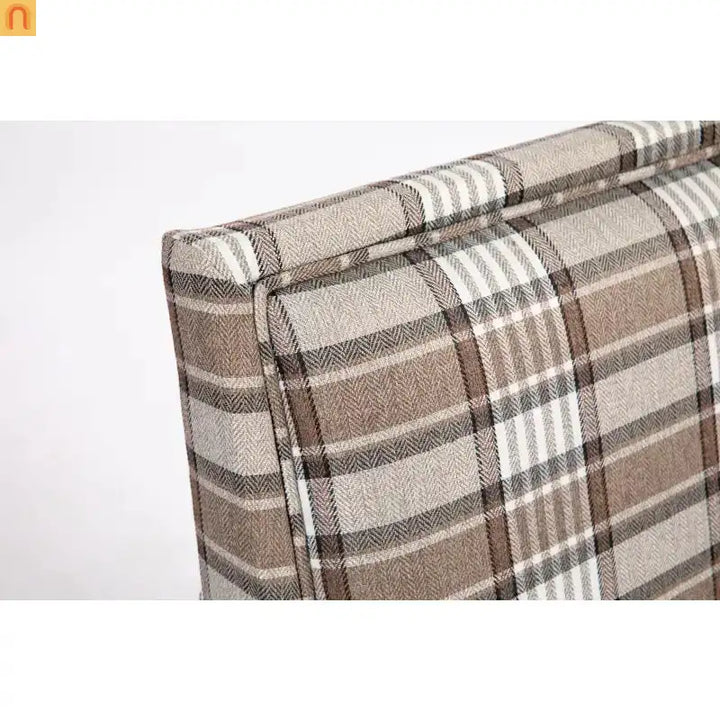 Accent Chair Vintage Linen Striped Nailhead Trim Wood Legs