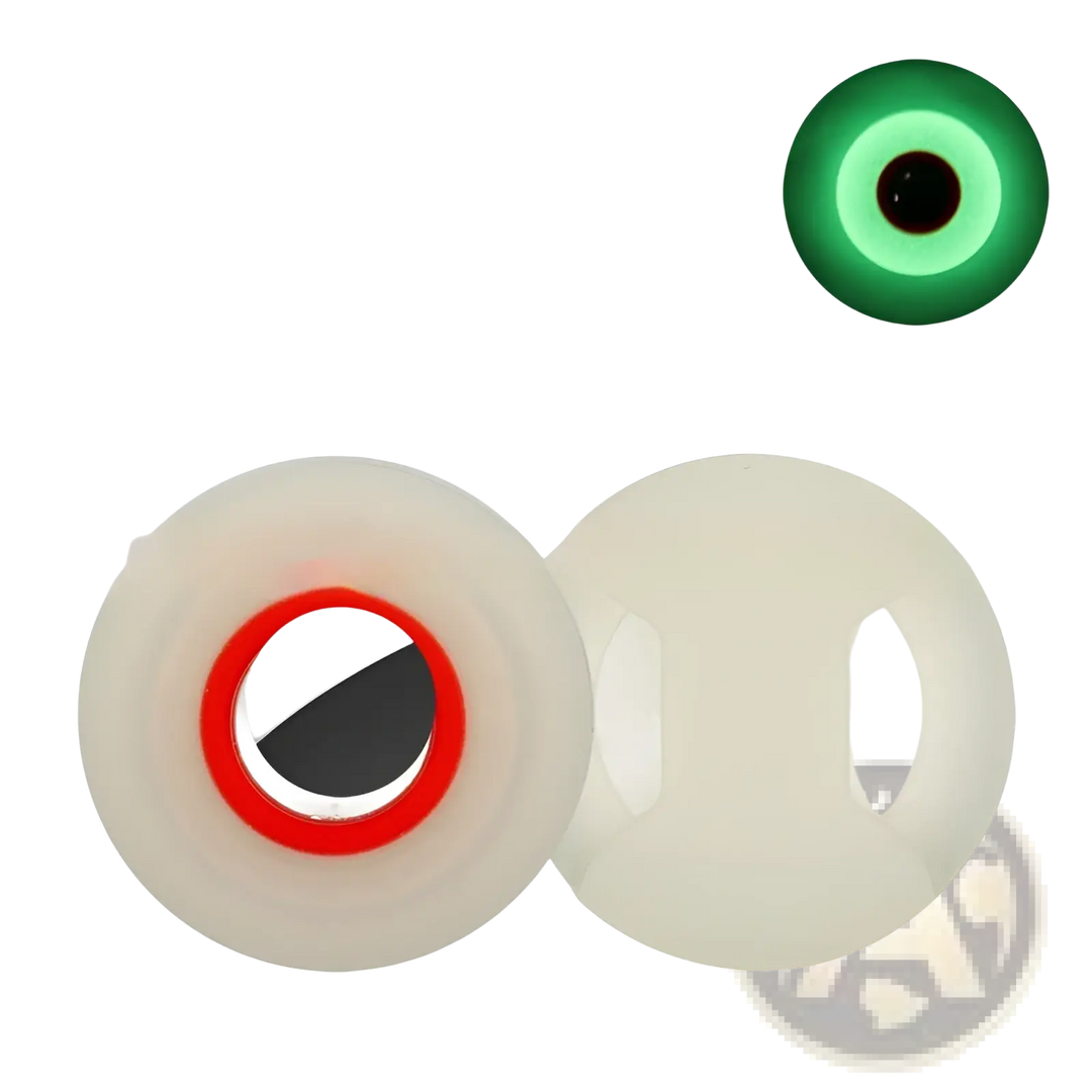 Silicone AirTag pet collar tracker case, cream with red ring and black center insert