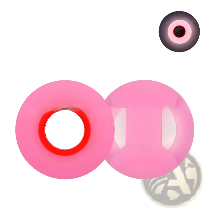 Silicone AirTag pet collar tracker case, pink with red ring and black center insert
