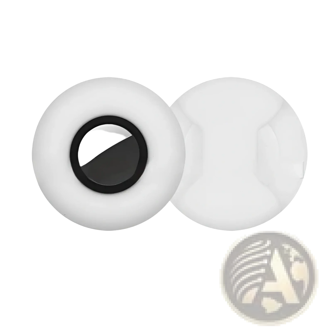 White silicone pet collar tracker case with round protective cover