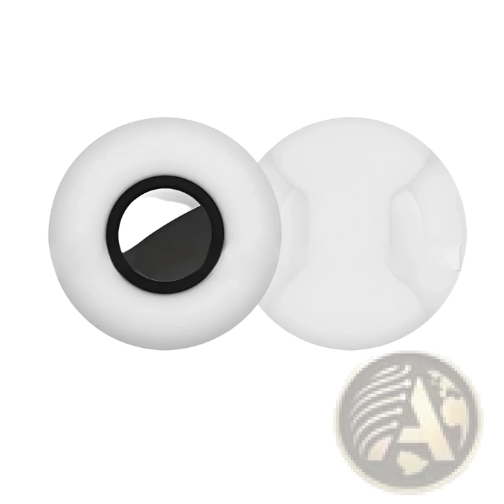 White silicone pet collar tracker case with round protective cover