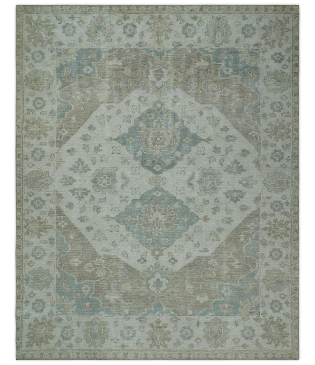 Antique Design Medallion Earthy Ivory and Camel 8x10 wool Area Rug