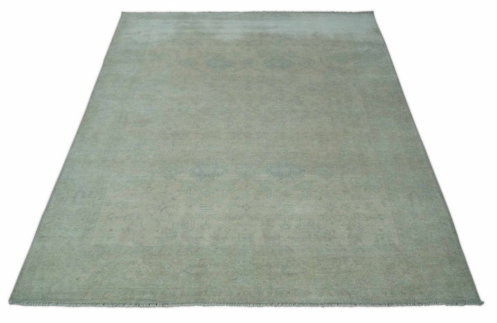 Antique look Beige and Gray Hand Knotted Oriental Oushak 8x10 wool Area Rug
