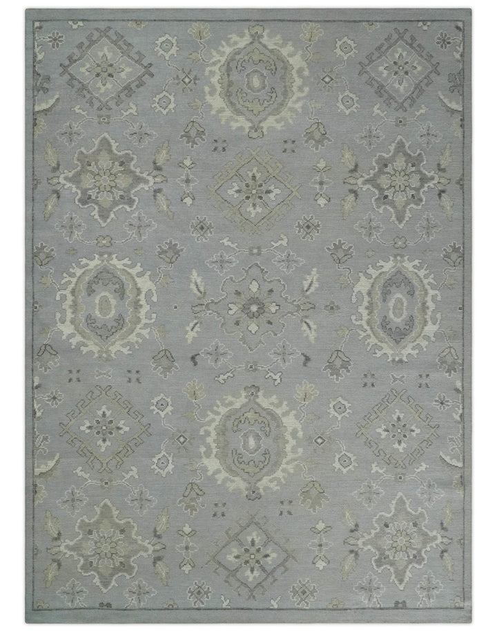 Antique Style Silver And Beige Modern Oushak wool Area Rug