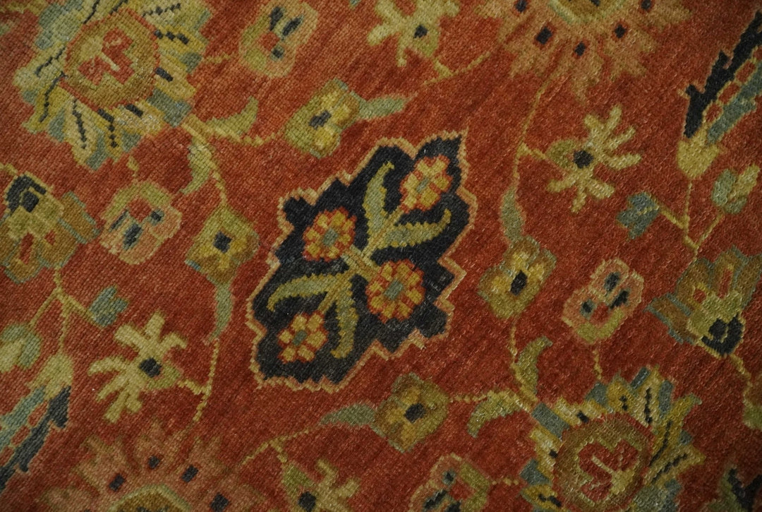 Antique Style 8x10 Rust, Black and Gold Hand Knotted Traditional Turkish Serapi Wool Area Rug