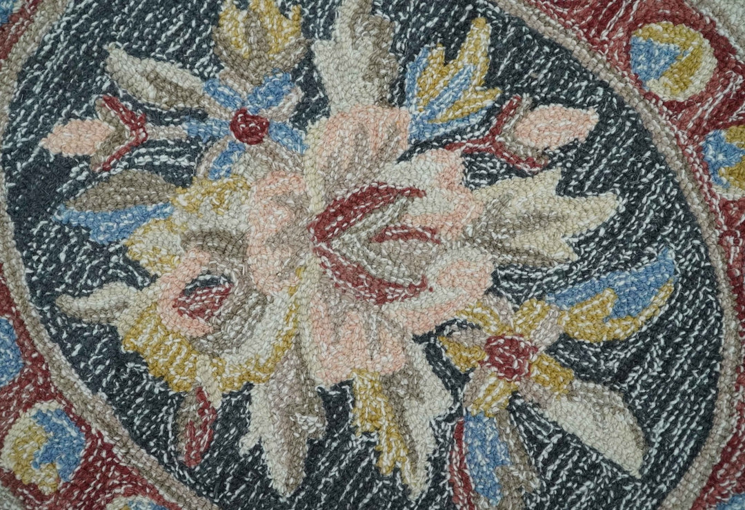 Antique Style Beige and Charcoal Aubusson design Hand Tufted 8x10 wool Area Rug