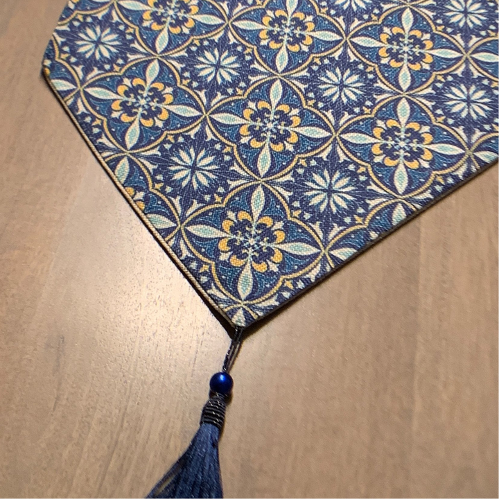 Ottoman‑Inspired Blue & Gold Linen Runner
