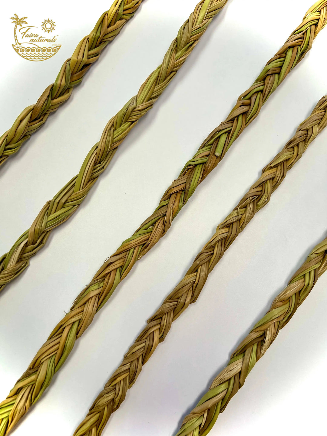 20-inch sweetgrass braid strands, twisted rope in olive and golden yellow