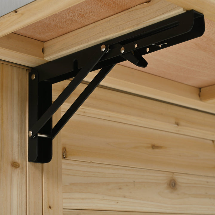 Fir Wood Kitchen Island with Stainless Steel Top