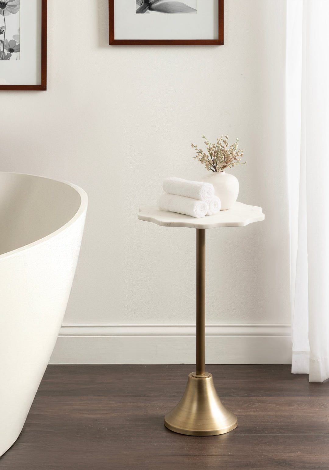 Sanzo Scalloped Marble and Metal Table