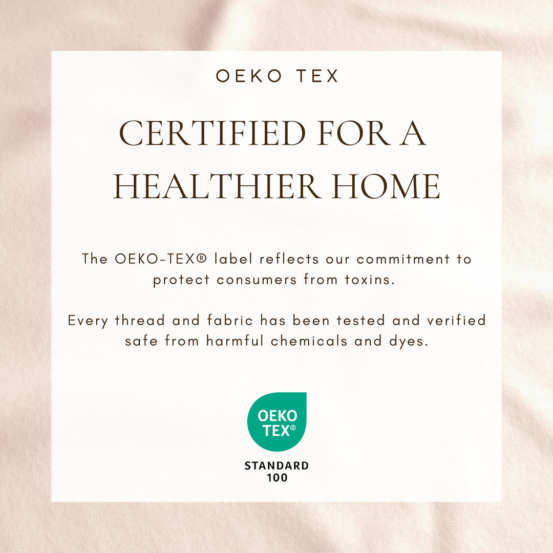 OEKO-TEX certified healthier home label on flannel sheet fabric