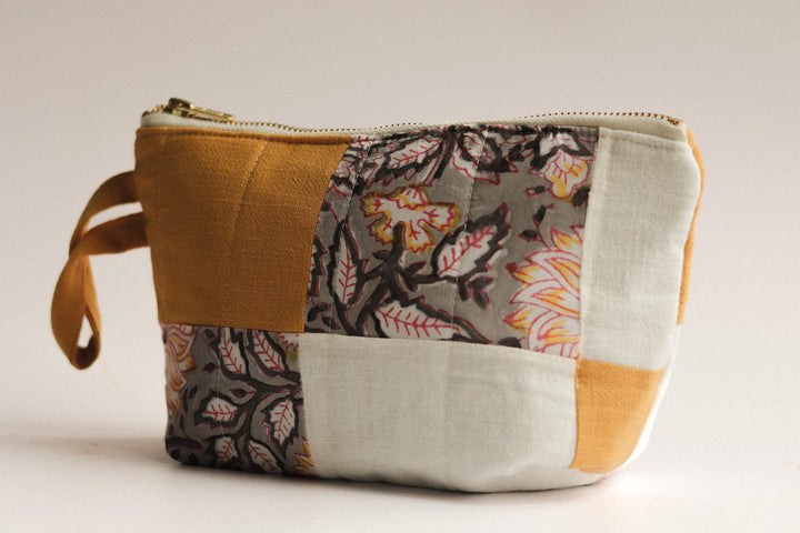 upcycled Patchwork Quilted Cosmetic Pouch