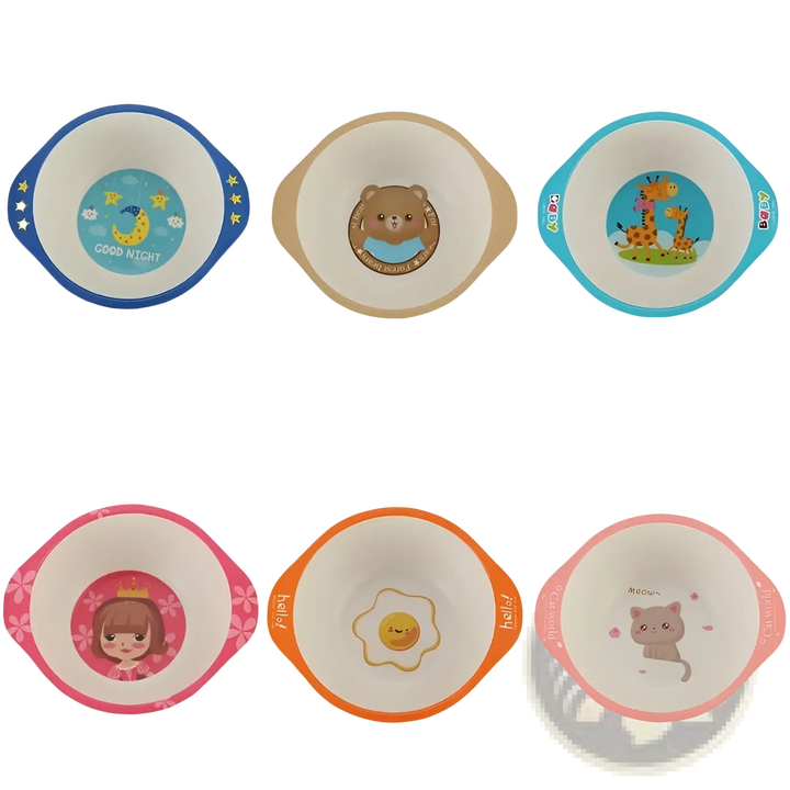 Bamboo Fiber Baby Bowls Cartoon Animal Feeding Dishes