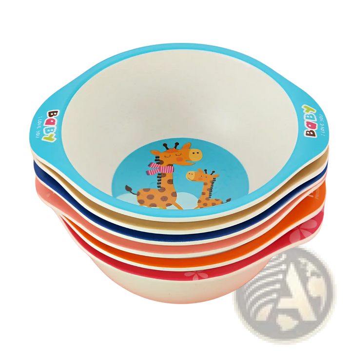 Bamboo Fiber Baby Bowls Cartoon Animal Feeding Dishes